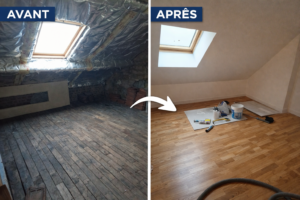 avant apres pose placo et isolation