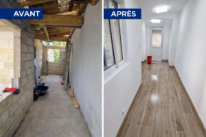 rénovation de salle de bain avec carrelage effet bois
